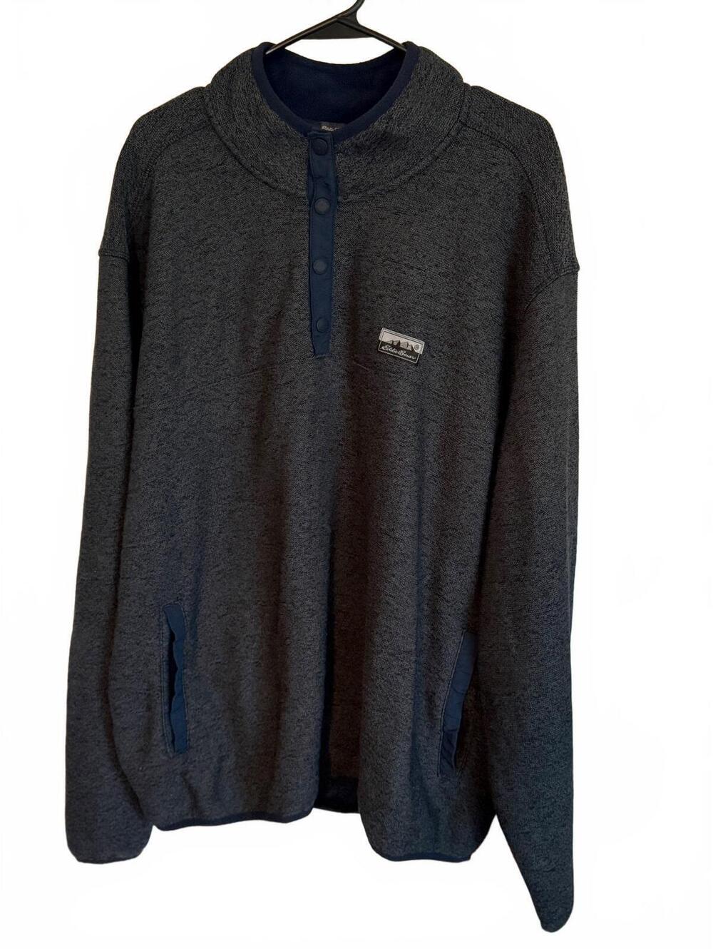 Eddie Bauer Men's Dark Gray Pullover Fleece Sweatshirt Size XL